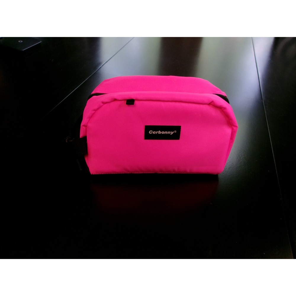 Cerbonny Neon Pink Insulated Freezable Lunch Bag Small Cooler Zip Pouch Nylon